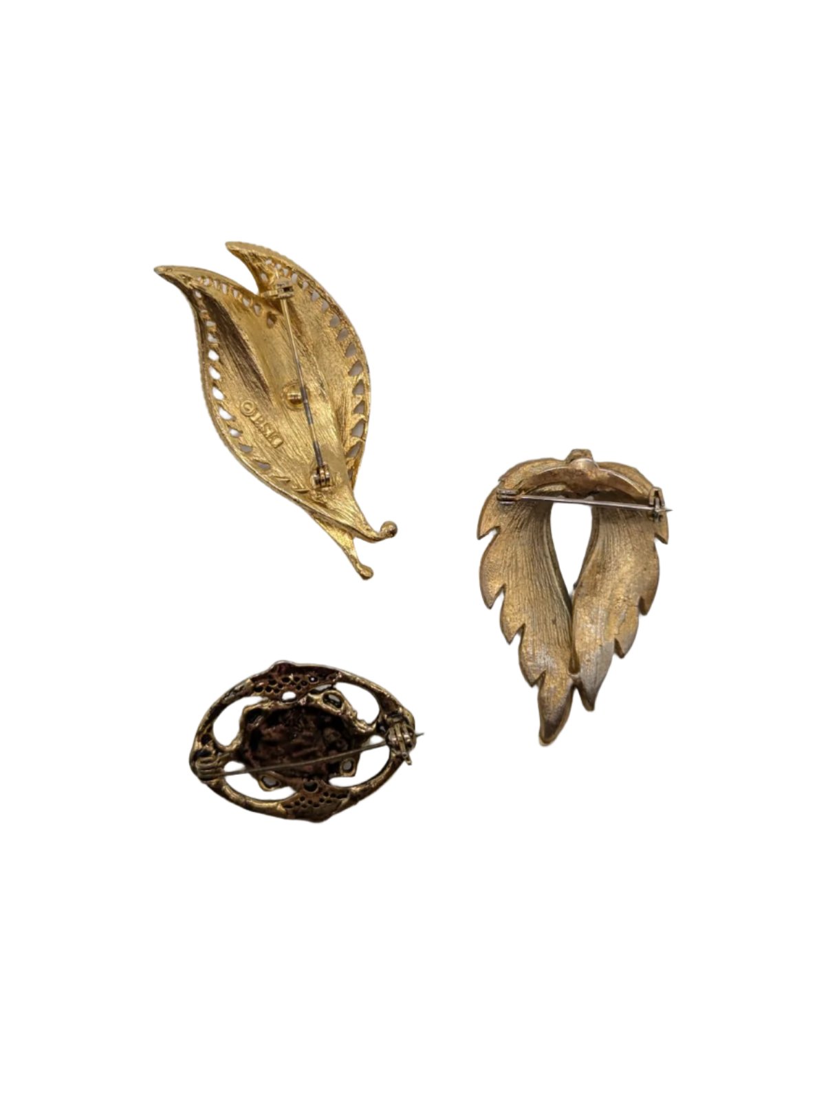 Golden Leaflet Vintage Brooch Set