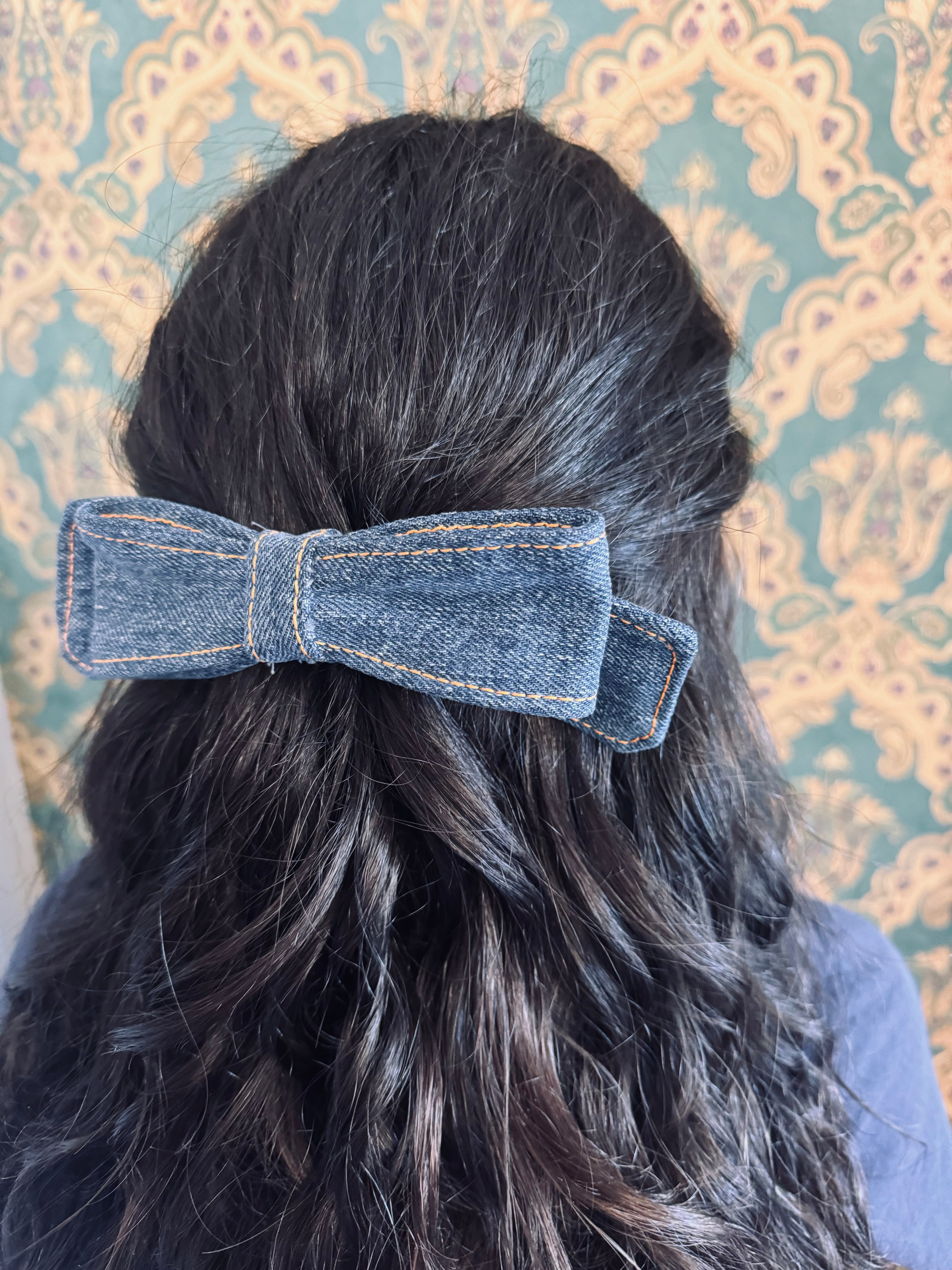 Denim Hair Bows