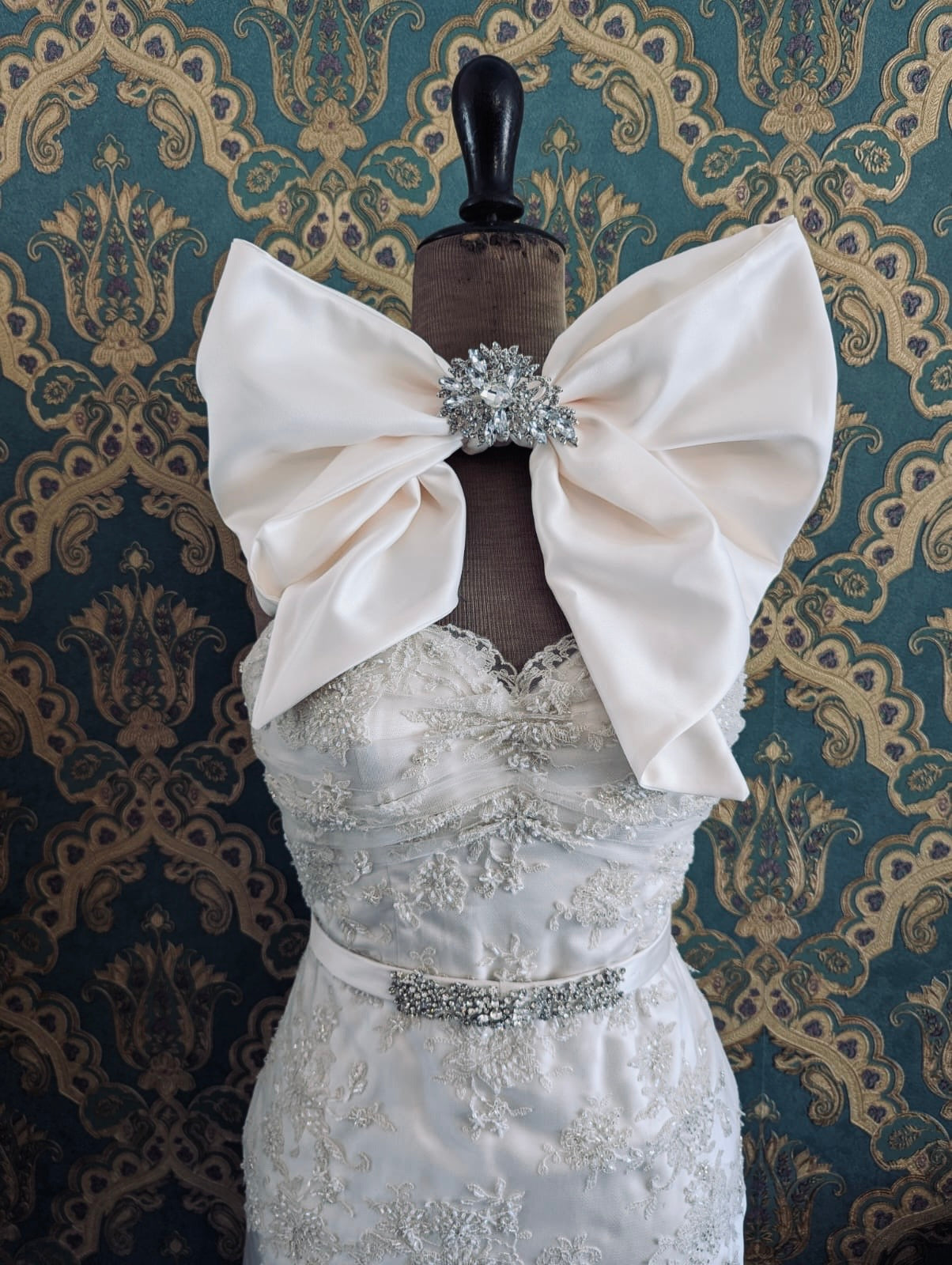 Bejewelled Satin Bridal Bow