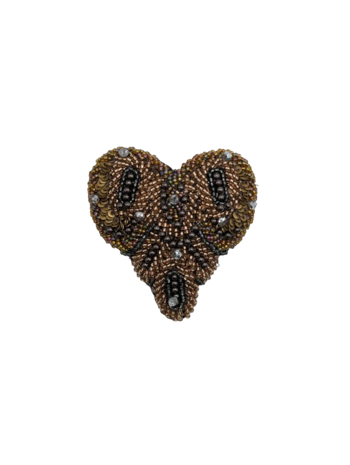 Men's Beaded Amore Heart Brooch